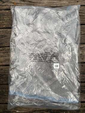 Gray Latte Throw Blanket – Blue/Charcoal Trim – 30”x36” – New in Package